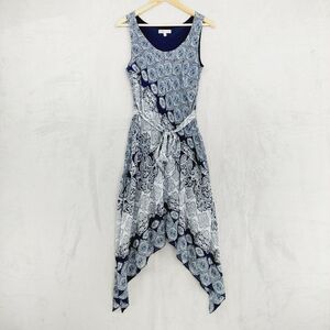 NEW Robbie Bee Paisley Floral Print Handkerchief Hem Summer Midi Dress P1464